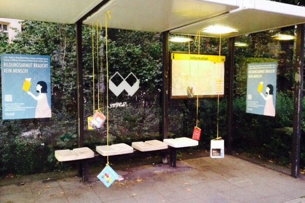 hanging books Leipzig